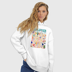 Толстовка оверсайз женская Абстрактная картина пляжа, цвет: белый — фото 2