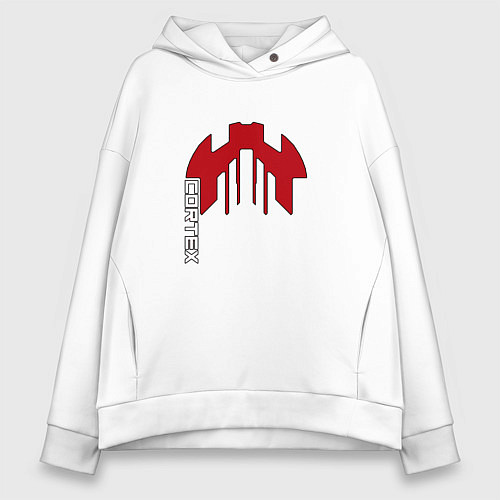 Женское худи оверсайз Cortex красный чёрная обводка / Белый – фото 1