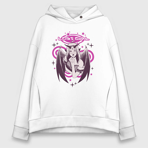 Женское худи оверсайз Lost Girl,Y2K стиль / Белый – фото 1
