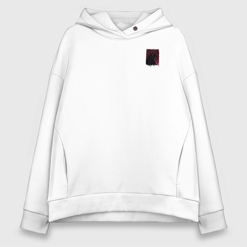 Женское худи оверсайз Орёл с шрамом на фоне багрового неба / Белый – фото 1