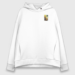 Толстовка оверсайз женская Две горящие свечи на подсвечнике в темноте, цвет: белый