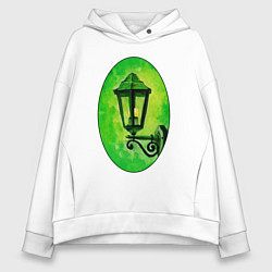 Толстовка оверсайз женская Зелёный уличный фонарь, цвет: белый