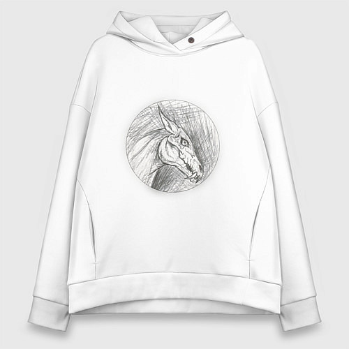 Женское худи оверсайз Черепа лошадей / Белый – фото 1