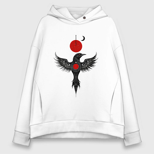 Женское худи оверсайз The night raven / Белый – фото 1