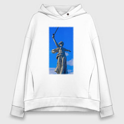 Толстовка оверсайз женская Родина мать статуя, цвет: белый
