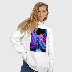 Толстовка оверсайз женская Неоновые панки, цвет: белый — фото 2