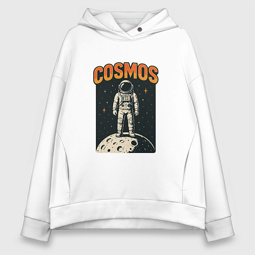 Женское худи оверсайз Космонавт в космосе / Белый – фото 1