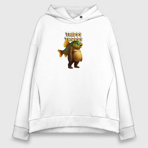 Женское худи оверсайз Trippi Troppi рыба / Белый – фото 1