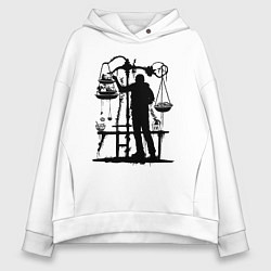 Толстовка оверсайз женская Весы нутрициолога, цвет: белый