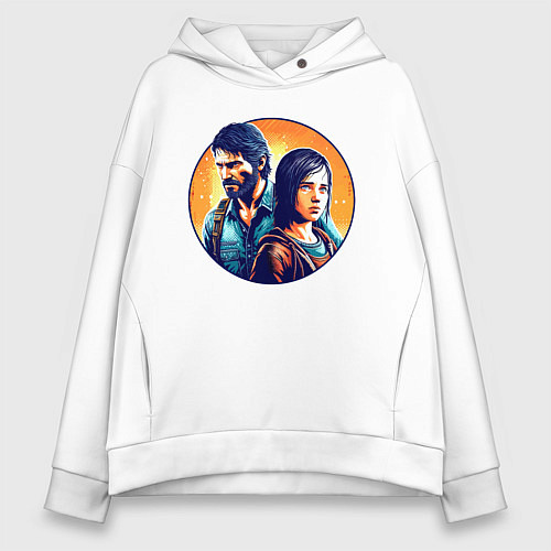 Женское худи оверсайз Joel and Ellie - the last of us adventure / Белый – фото 1