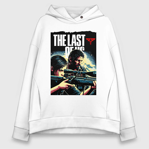 Женское худи оверсайз Ellie with a rifle and Joel - the last of us / Белый – фото 1