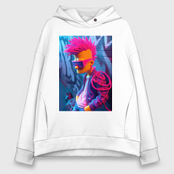 Толстовка оверсайз женская Bart Simpson - punk, цвет: белый