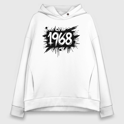 Женское худи оверсайз Граффити 1968 / Белый – фото 1