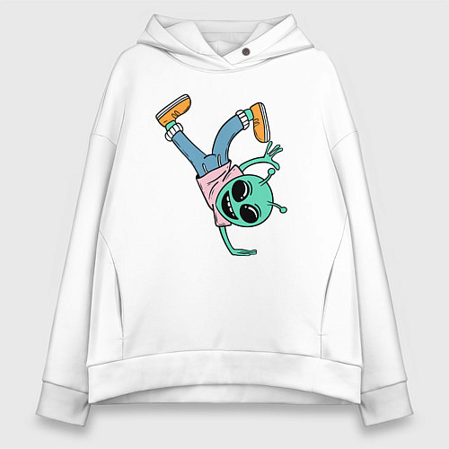 Женское худи оверсайз Инопланетянин брейкдансер / Белый – фото 1