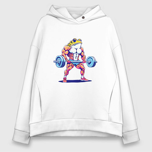 Женское худи оверсайз Жаба-качок / Белый – фото 1