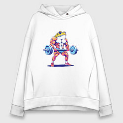 Толстовка оверсайз женская Жаба-качок, цвет: белый