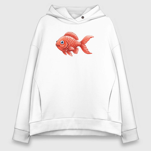 Женское худи оверсайз Милая красная рыбка / Белый – фото 1