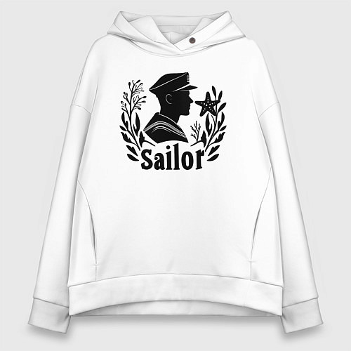 Женское худи оверсайз Моряк с морской звездой / Белый – фото 1