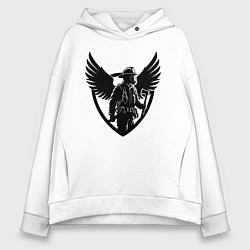 Толстовка оверсайз женская Огненный страж с крыльями, цвет: белый