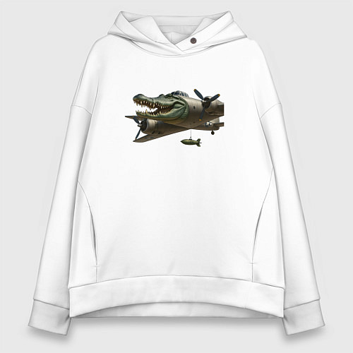 Женское худи оверсайз Бомбардиро крокодило / Белый – фото 1