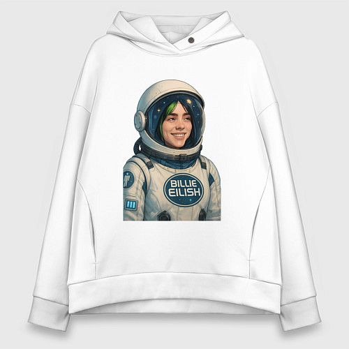 Женское худи оверсайз Билли Айлиш космонавт / Белый – фото 1