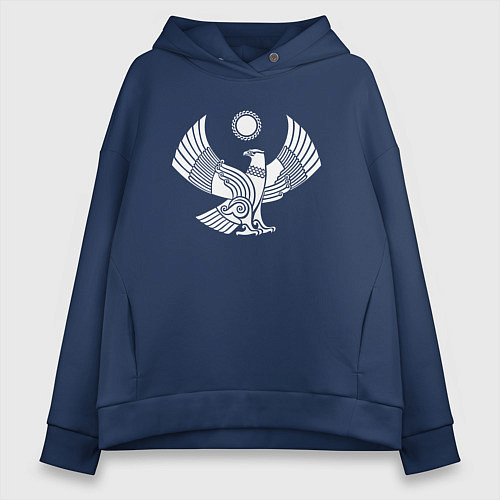 Женское худи оверсайз Дагестанский герб / Тёмно-синий – фото 1