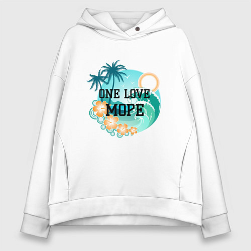 Женское худи оверсайз One love море / Белый – фото 1