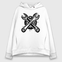 Женское худи оверсайз Черные рожковые ключи