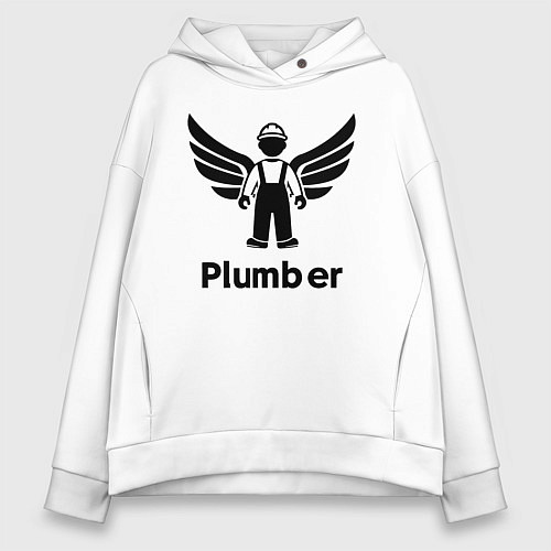 Женское худи оверсайз Крылатый сантехник / Белый – фото 1