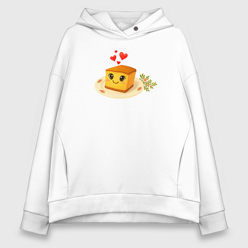 Женское худи оверсайз Пироженка на тарелке / Белый – фото 1