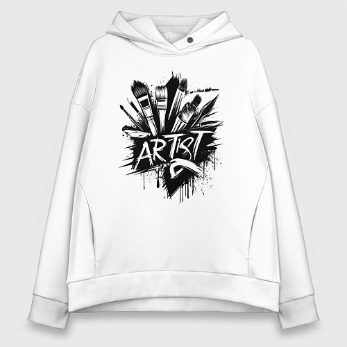 Женское худи оверсайз Художник букет из кистей / Белый – фото 1
