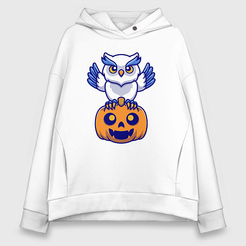 Женское худи оверсайз Halloween owl / Белый – фото 1