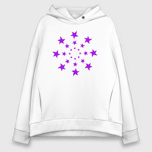 Женское худи оверсайз Звезды кругом / Белый – фото 1
