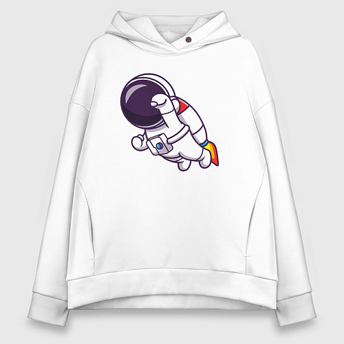 Женское худи оверсайз Супер космонавт в полёте / Белый – фото 1