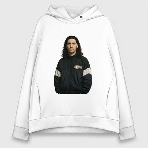 Женское худи оверсайз Bones спортивный стиль / Белый – фото 1