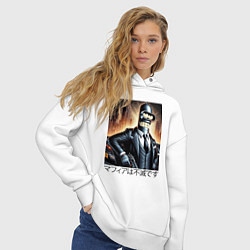 Толстовка оверсайз женская Бендер - мафия бессмертна, цвет: белый — фото 2