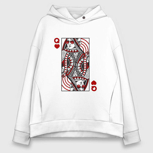 Женское худи оверсайз Дама червей - карта / Белый – фото 1