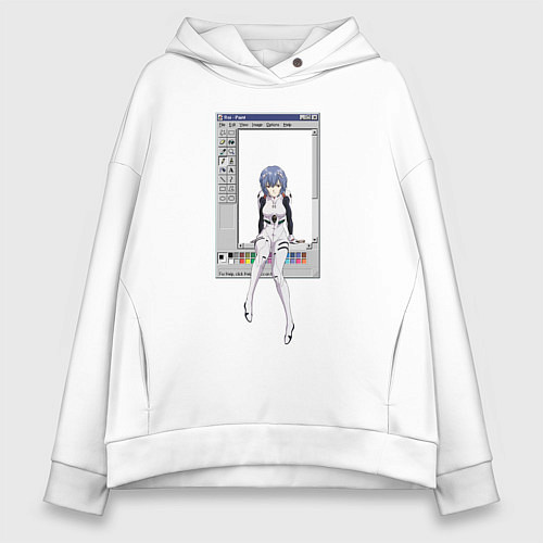 Женское худи оверсайз Аянами Рей в paint окне / Белый – фото 1