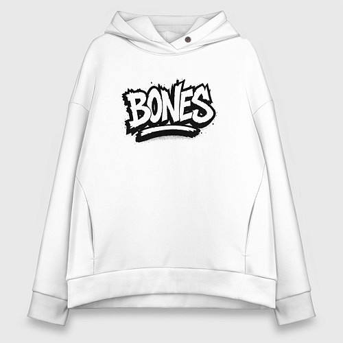 Женское худи оверсайз Bones белый логотип / Белый – фото 1