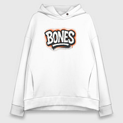 Толстовка оверсайз женская Bones уличный логотип, цвет: белый