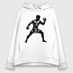 Толстовка оверсайз женская Антуражный тайский боксер, цвет: белый
