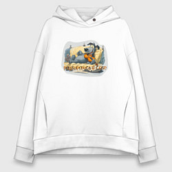 Толстовка оверсайз женская Разбираюсь в себе - пес скрипач, цвет: белый