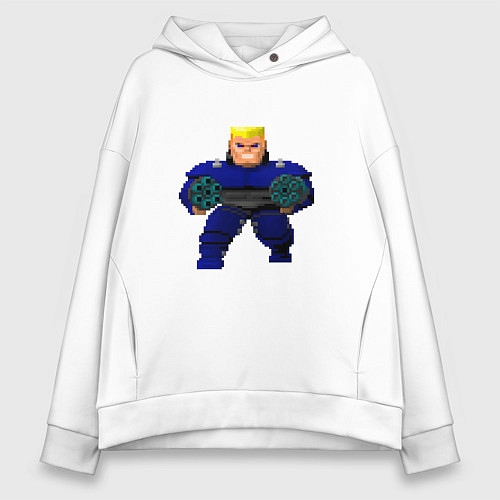 Женское худи оверсайз BJ Blazkowicz - пиксельный ретро Wolfenstein / Белый – фото 1