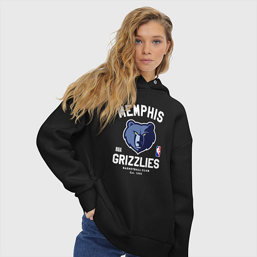 Женское худи оверсайз Memphis Grizzlies - NBA team / Черный – фото 3
