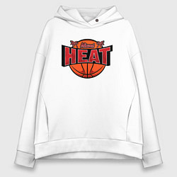 Толстовка оверсайз женская Майами Хит - баскетбол, цвет: белый