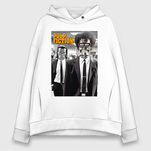 Женское худи оверсайз Jules Winnfield-Bender and Vincent Vega - Pulp Fic / Белый – фото 1