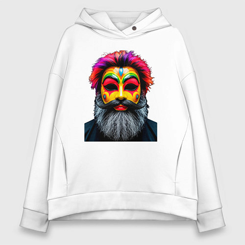Женское худи оверсайз Человек в карнавальной маске / Белый – фото 1