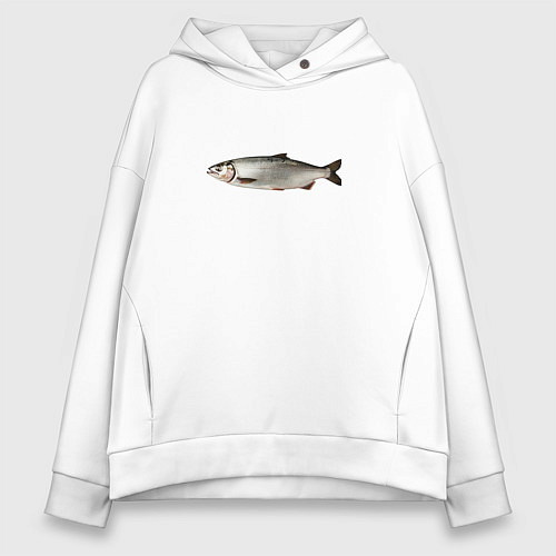 Женское худи оверсайз Селёдка в профиль / Белый – фото 1