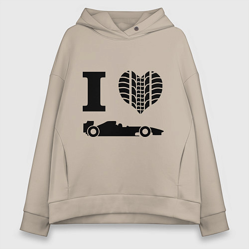 Женское худи оверсайз Формула 1 / Миндальный – фото 1