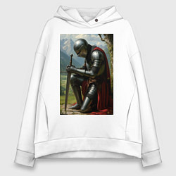 Толстовка оверсайз женская Молитва рыцаря, цвет: белый